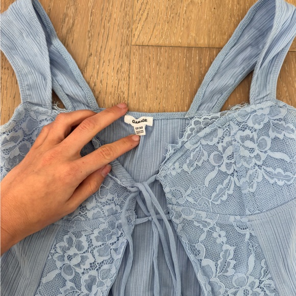 Garage tie front lace shirt in Light Blue - Picture 2 of 3